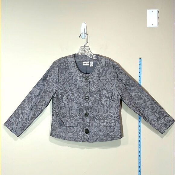 Gray/Silver Dress Jacket By Chico’s. Size 1 (Small/8) - Picture 1 of 7